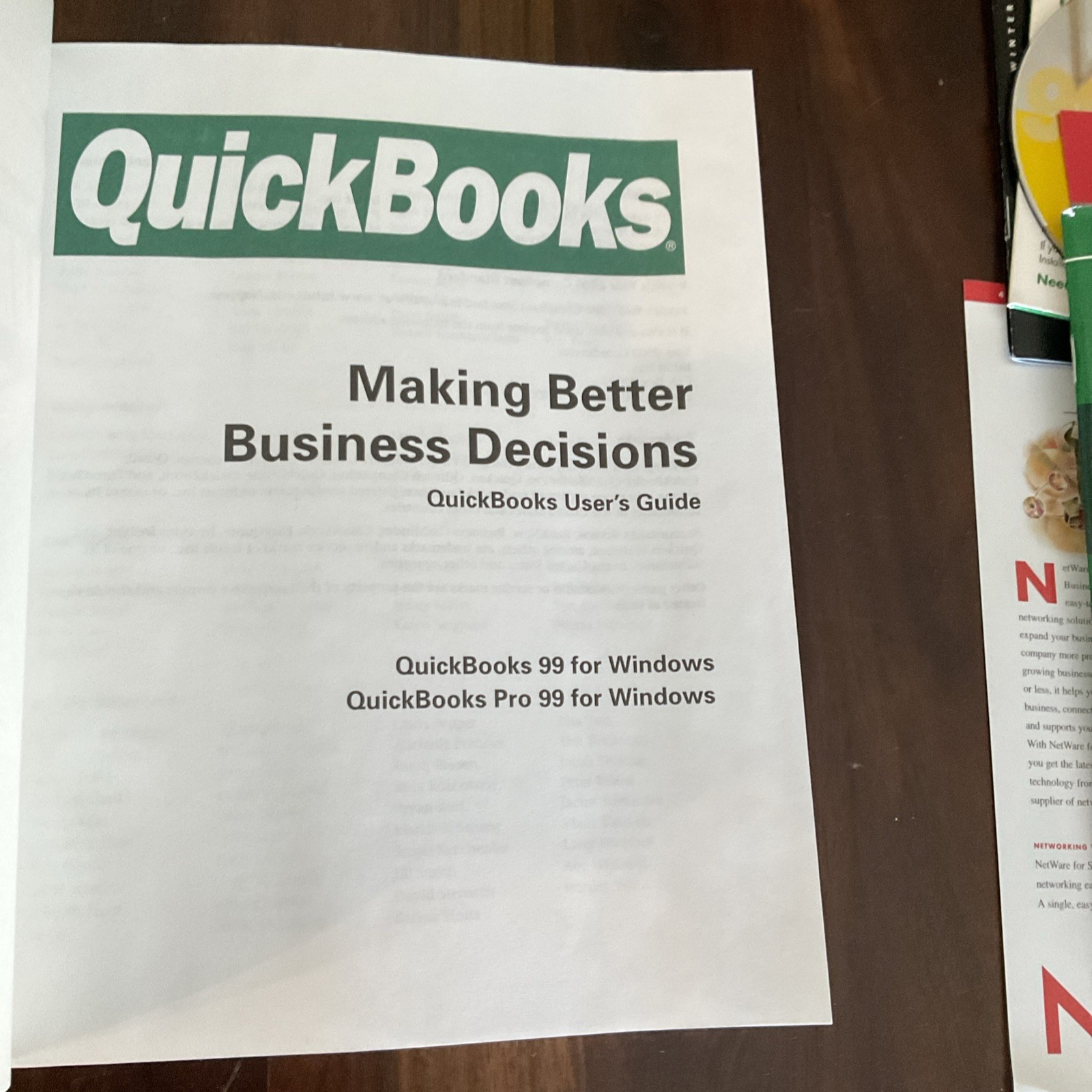 Quicken Quickbooks Pro 99 Software – Original Box Manuals & Paperwork !