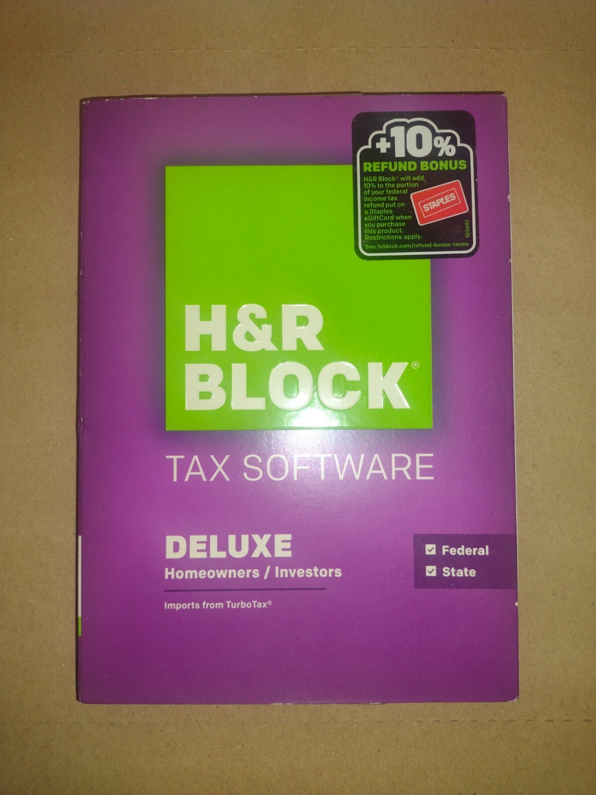 H&R BLOCK 2015,Tax Software”Deluxe Homeowner/Investors”+10 Refund Bonus,Federal