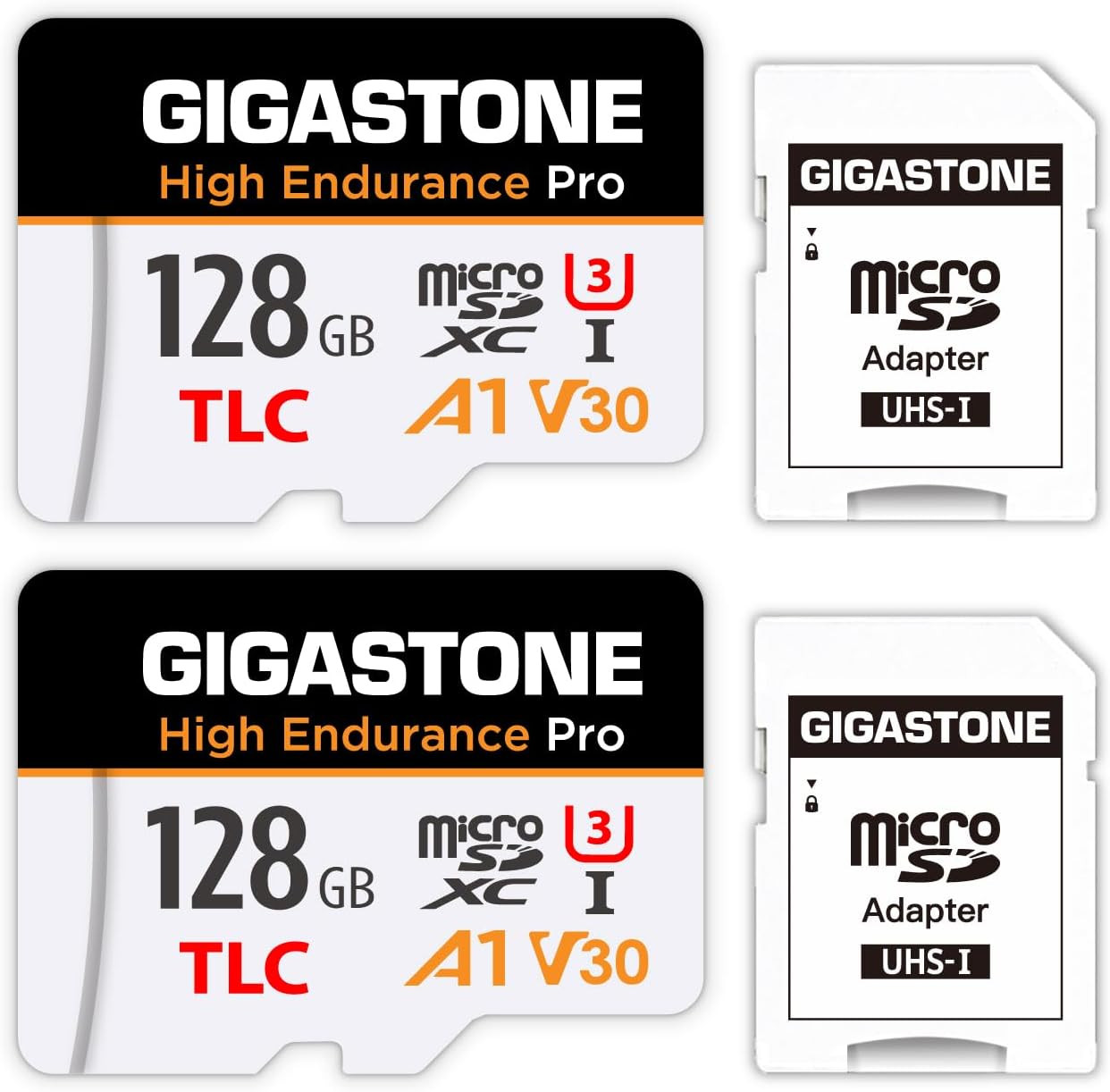 【5 Yrs Free Data Recovery】【Dash Cam】 128GB Micro SD Card 2-Pack, TLC High Endur