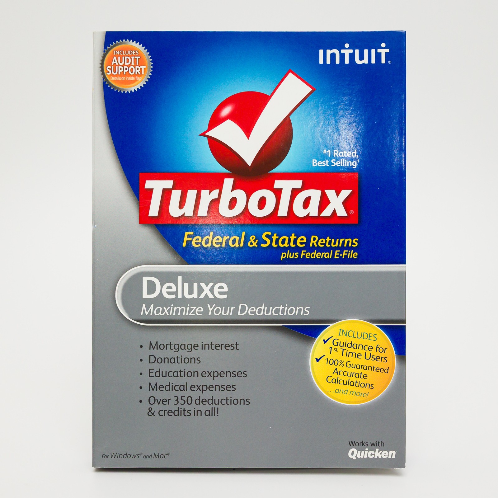 Intuit TurboTax Deluxe 2011 Federal & State Tax Software Windows Mac CD Returns