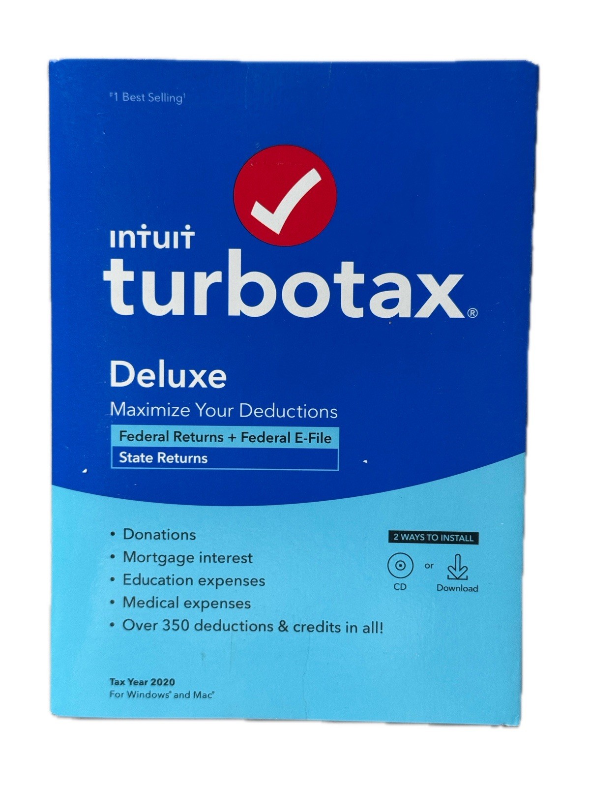 TurboTax Deluxe Fed & State 2020 NEW 2020 Tax Year