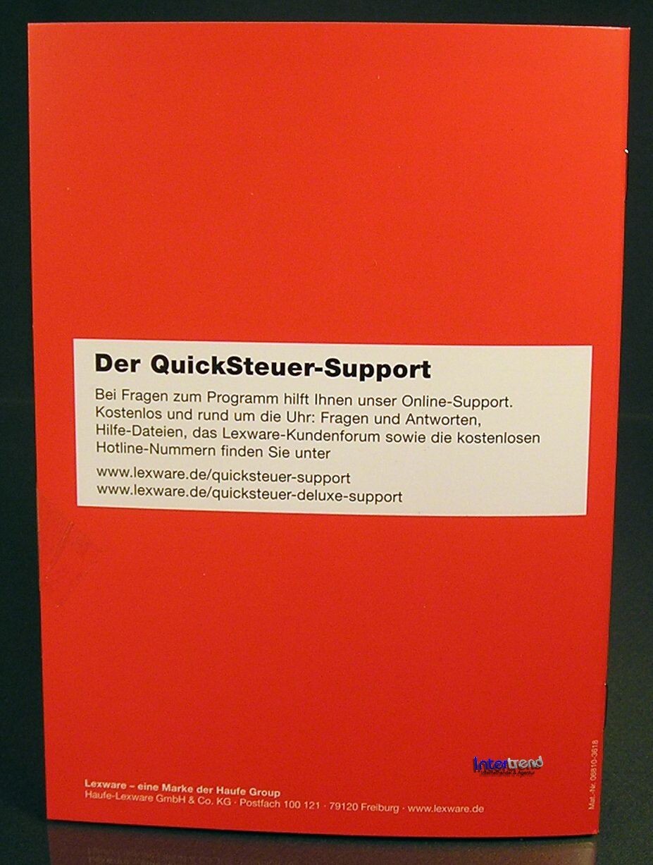 Lexware QuickSteuer 2024 Vollversion Box, Handbuch (PDF) Steuerjahr 2023 OVP NEU