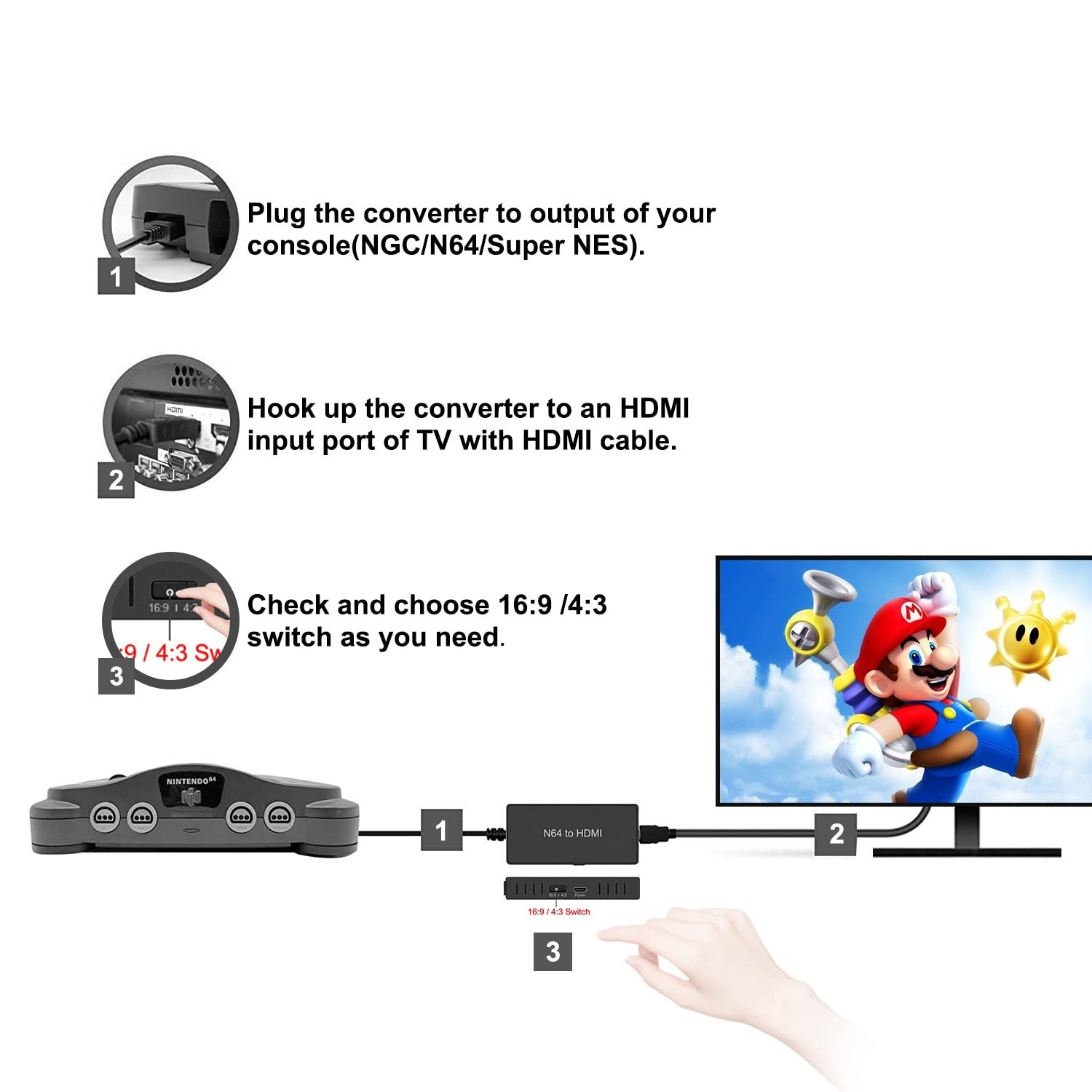 Get Enhanced N64 Gameplay on HDTV – 16:9/4:3 HDMI Converter for Vintage Consoles