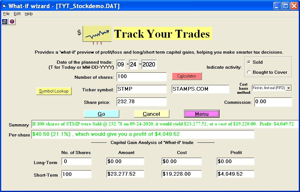 Track Your Trades! IRS Schedule D tax return software 2023. Windows PC or laptop