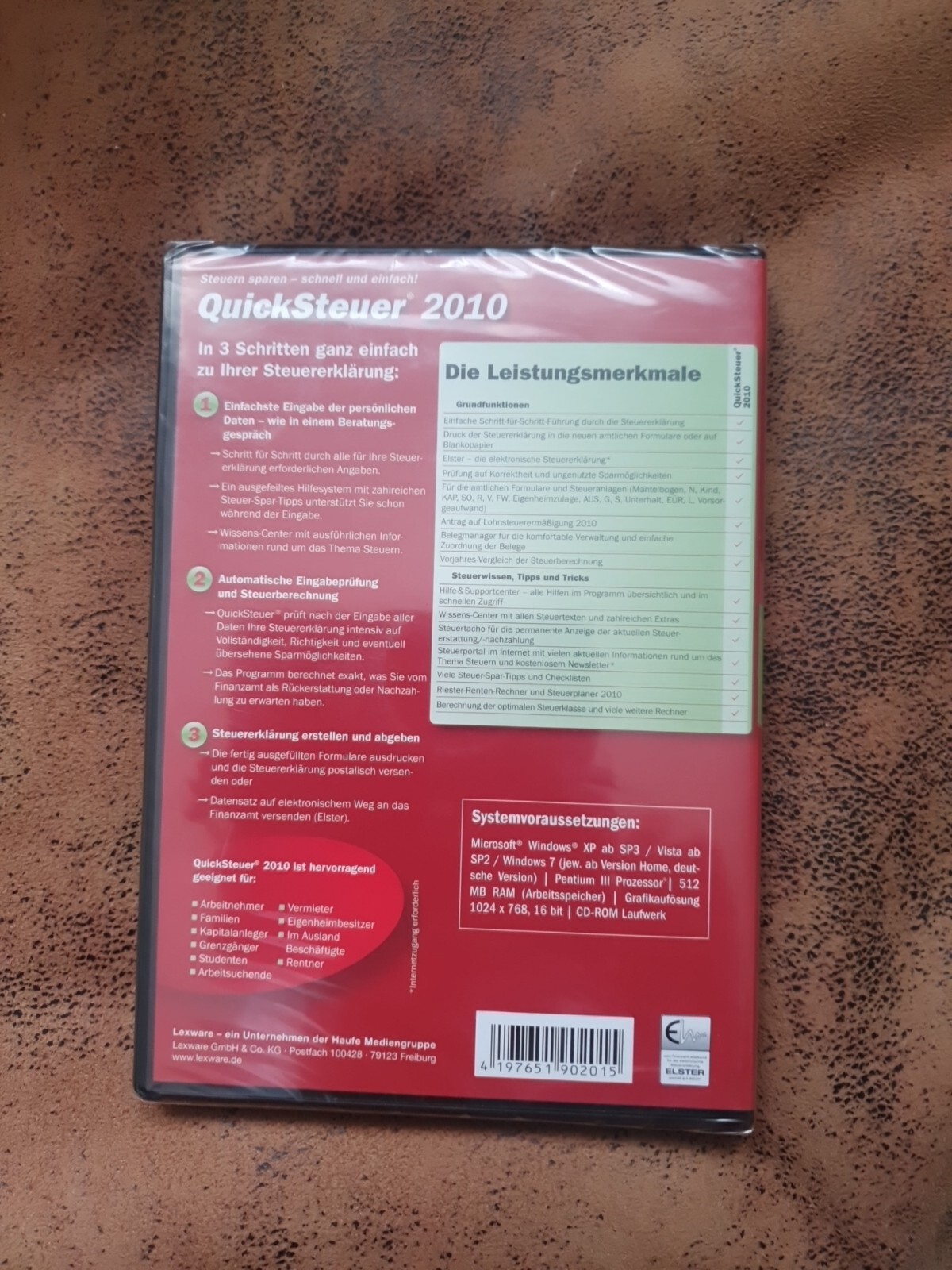 QuickSteuer 2010 (for the tax return 2009) save, fast, in PC new original packaging