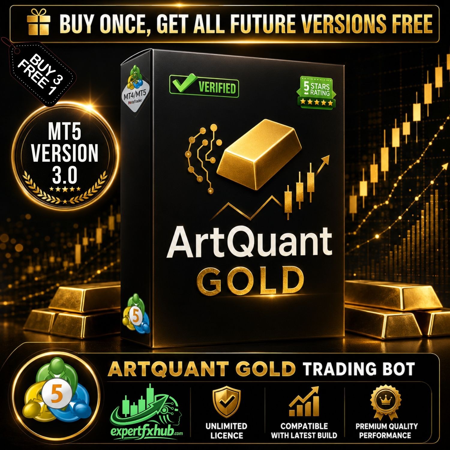 v3.0 Artquant Gold EA Metatrader MT5 Gold Bot Trading Robot MQL5 Expert Advisor