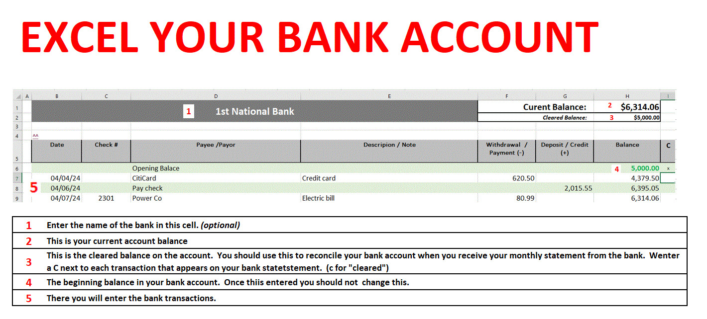 Bank Book in Excel – replace those old paper bank books with this!