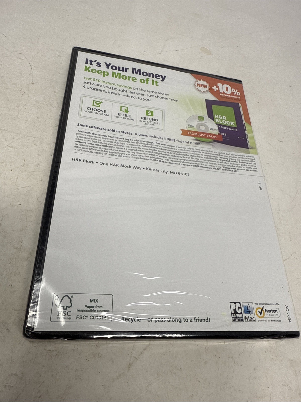 H & R Block One-Stop Shopping Tax Software 2014 Tax Year-RARE-SHIP N 24 HRS-NEW