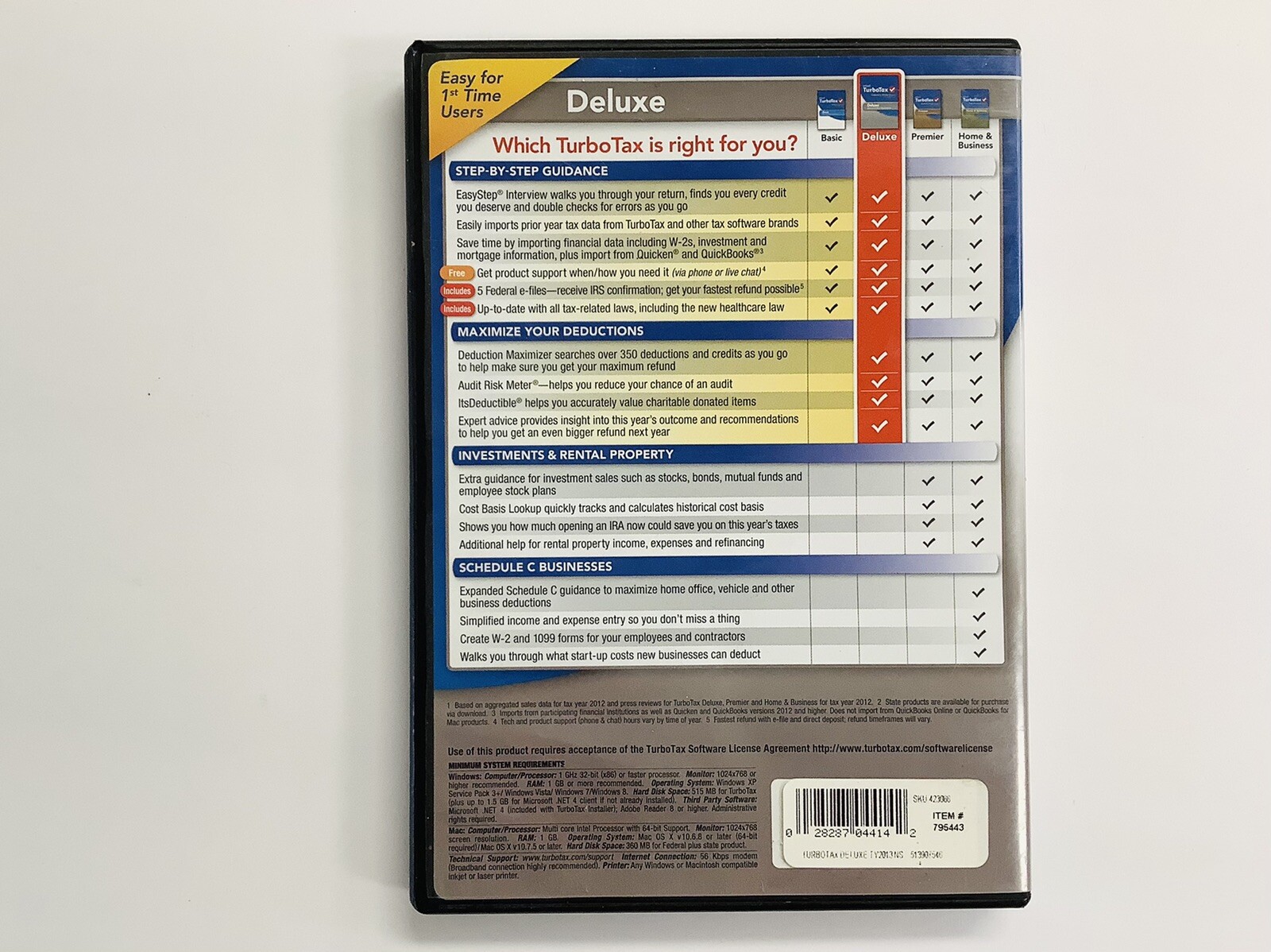 Turbotax Deluxe 2013 Federal Returns Plus E-File (Win/Mac) FREE SHIPPING (LN)