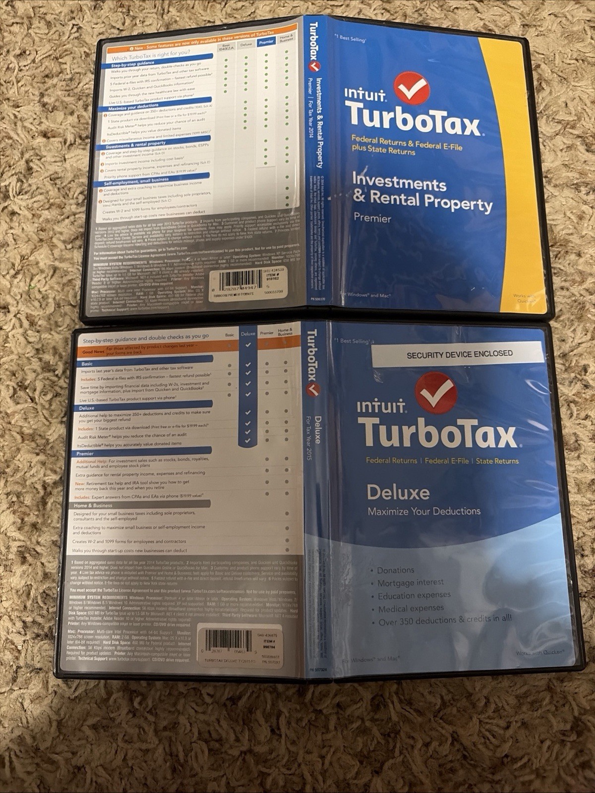 Intuit TurboTax Tax Deluxe + Investments & Rental Property Windows & Mac CD!