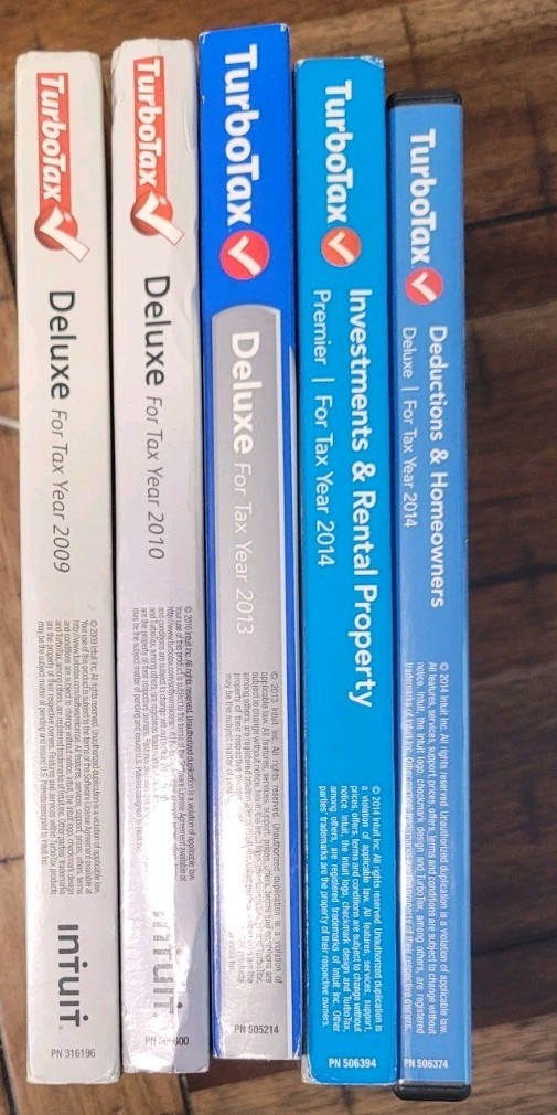 Lot of (5) ~ TurboTax Deluxe 2009 2010, 2013 + 2 Others (2014)
