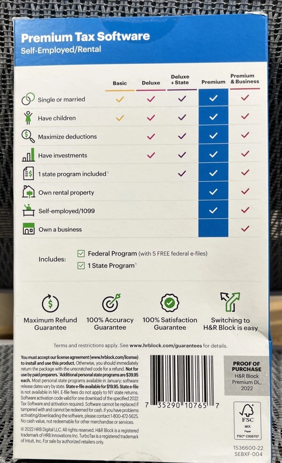 H&R Block Tax Software Premium 2022 ( get the PC/MAC details now)SAME DAY CODE