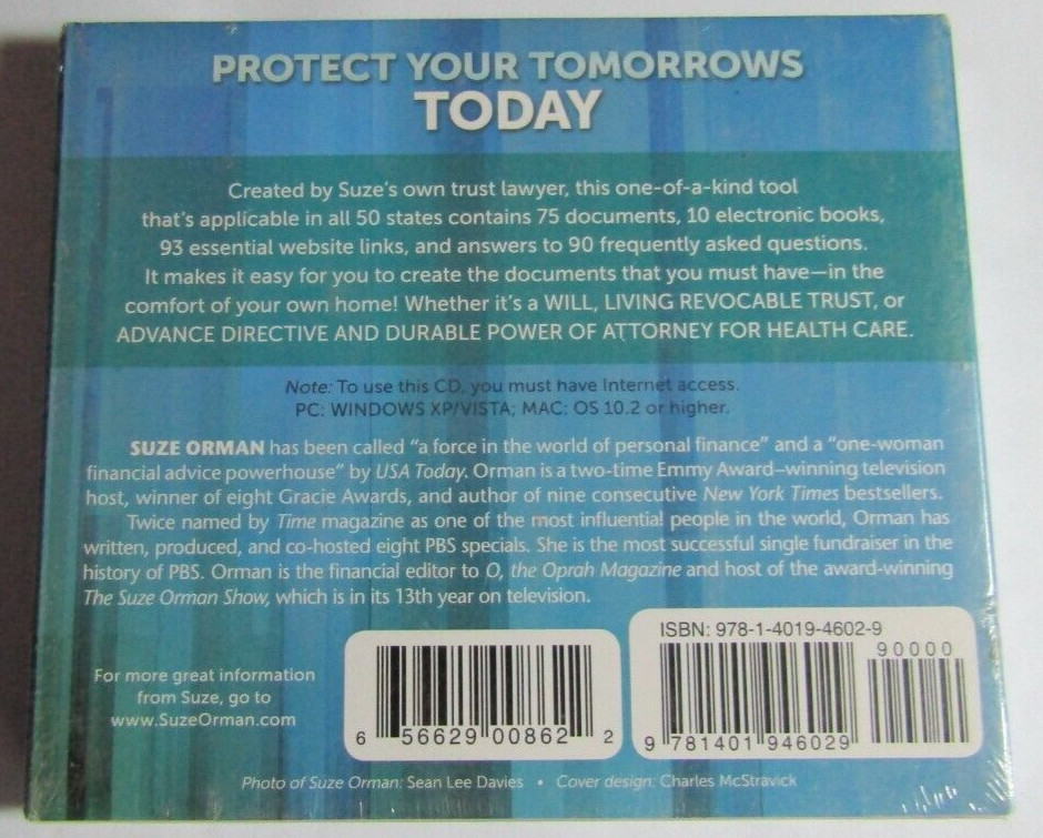 SUZE ORMAN Protect Your Tomorrows Today CD-ROM New And Sealed.
