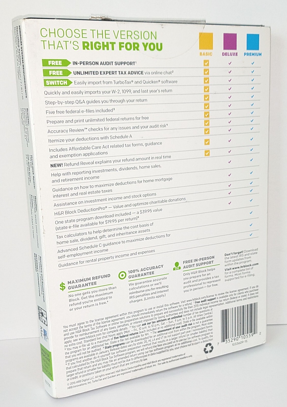 H&R Block 2015 Federal Basic Simple Tax Software Windows and Mac New Sealed