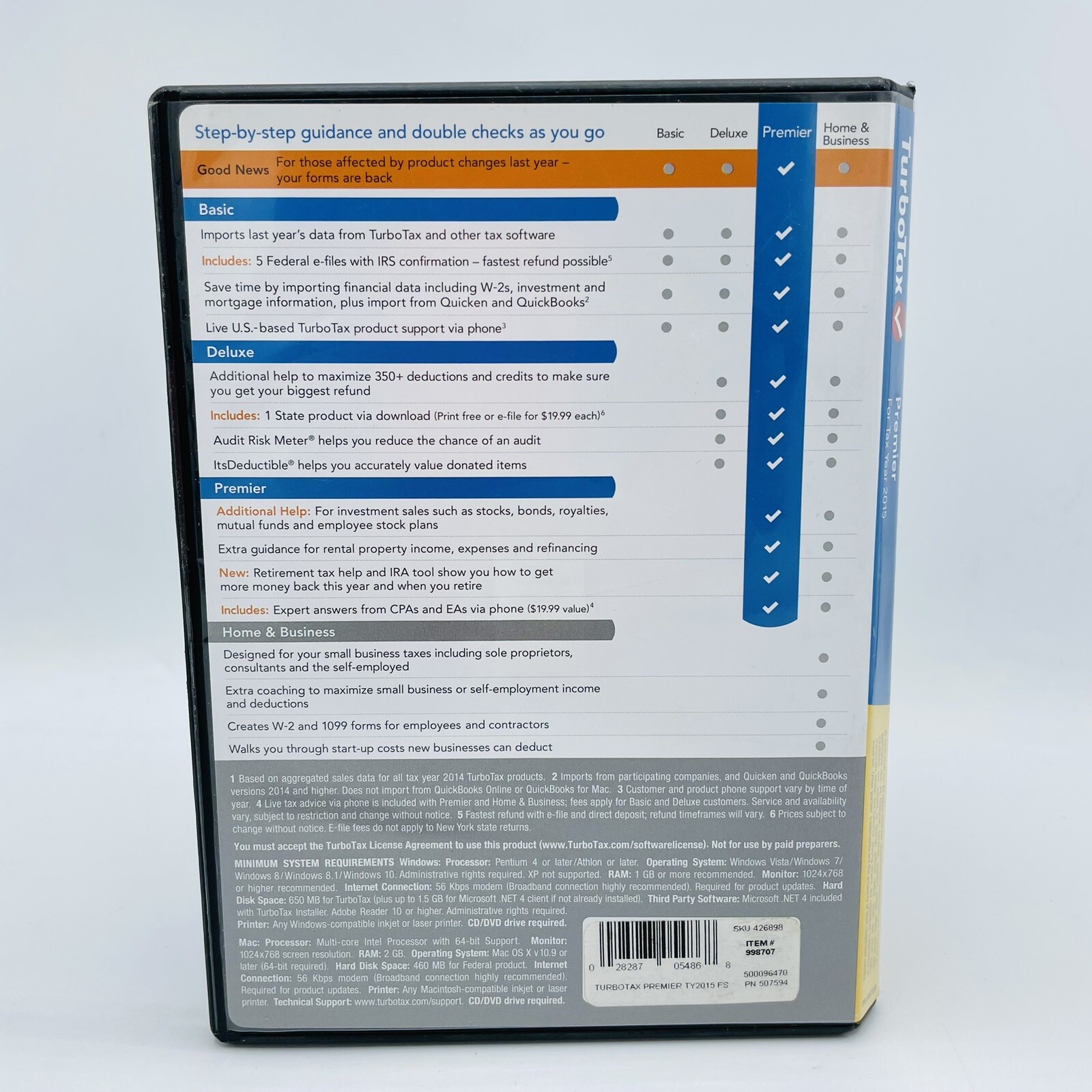 2015 TurboTax Premier Investments + Rental Property For Windows/Mac Fed. & State