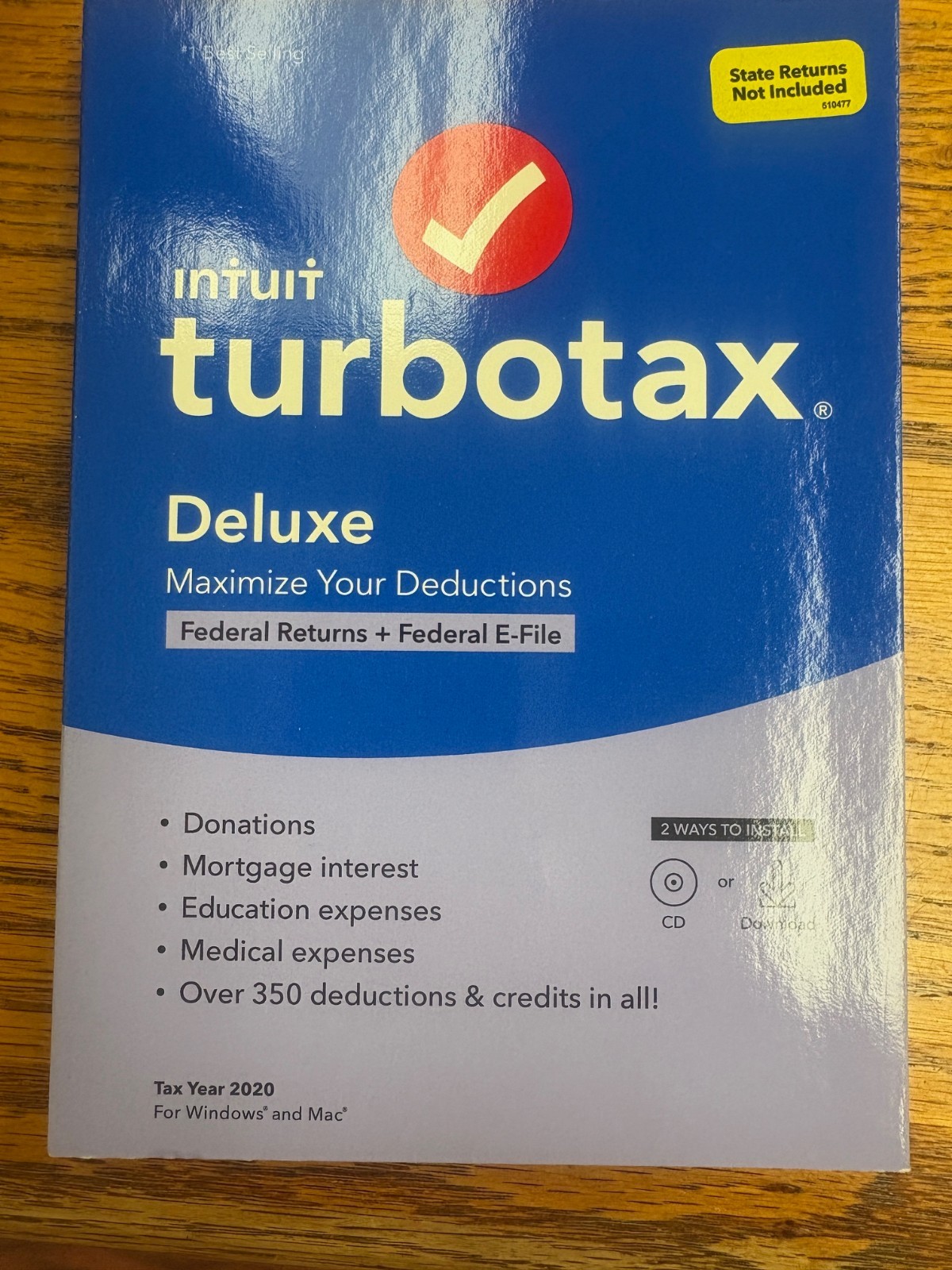 NEW Intuit TurboTax Deluxe Federal E-File Only 2020 CD