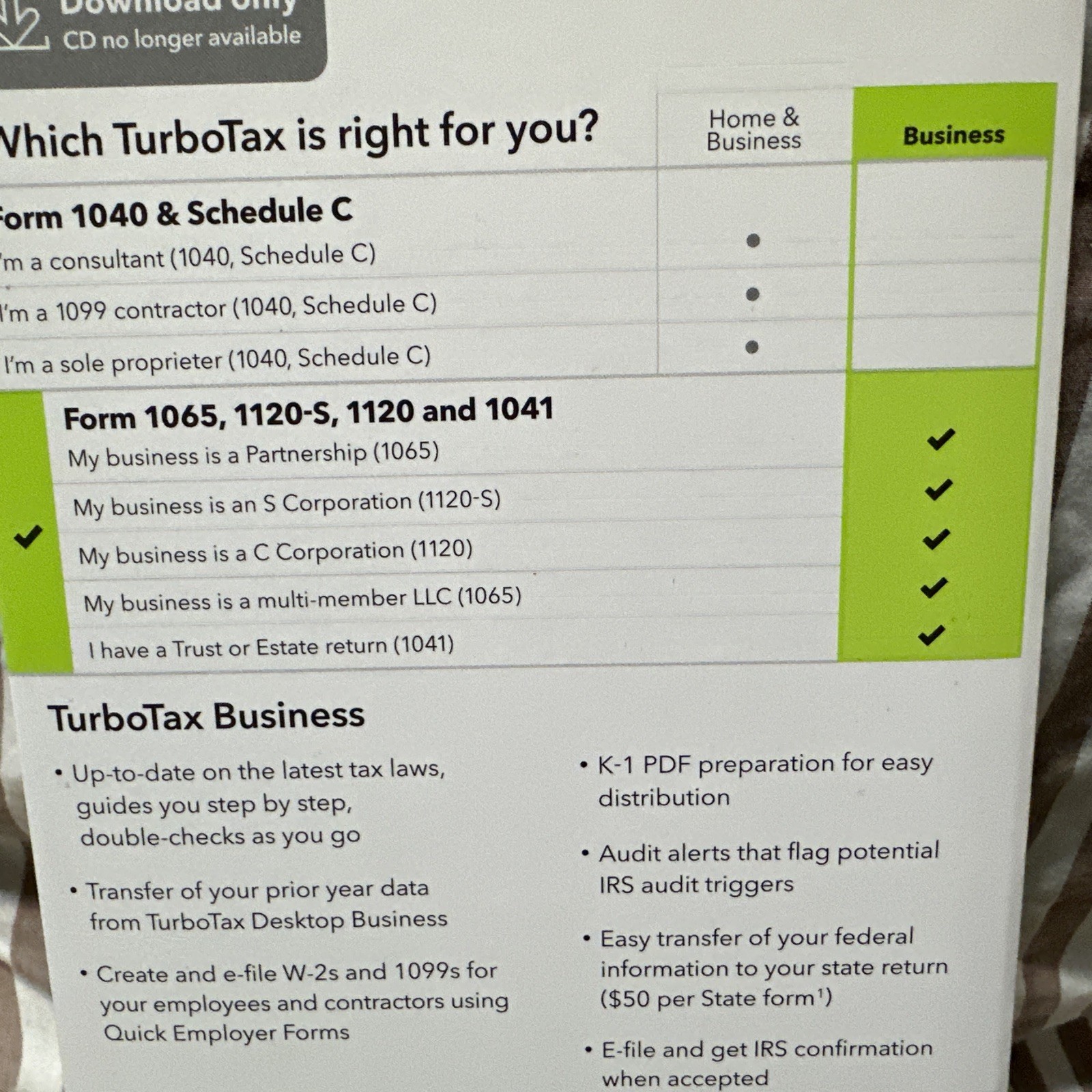 2024 Intuit Turbotax Business Partnerships Corporations Federal Windows USA