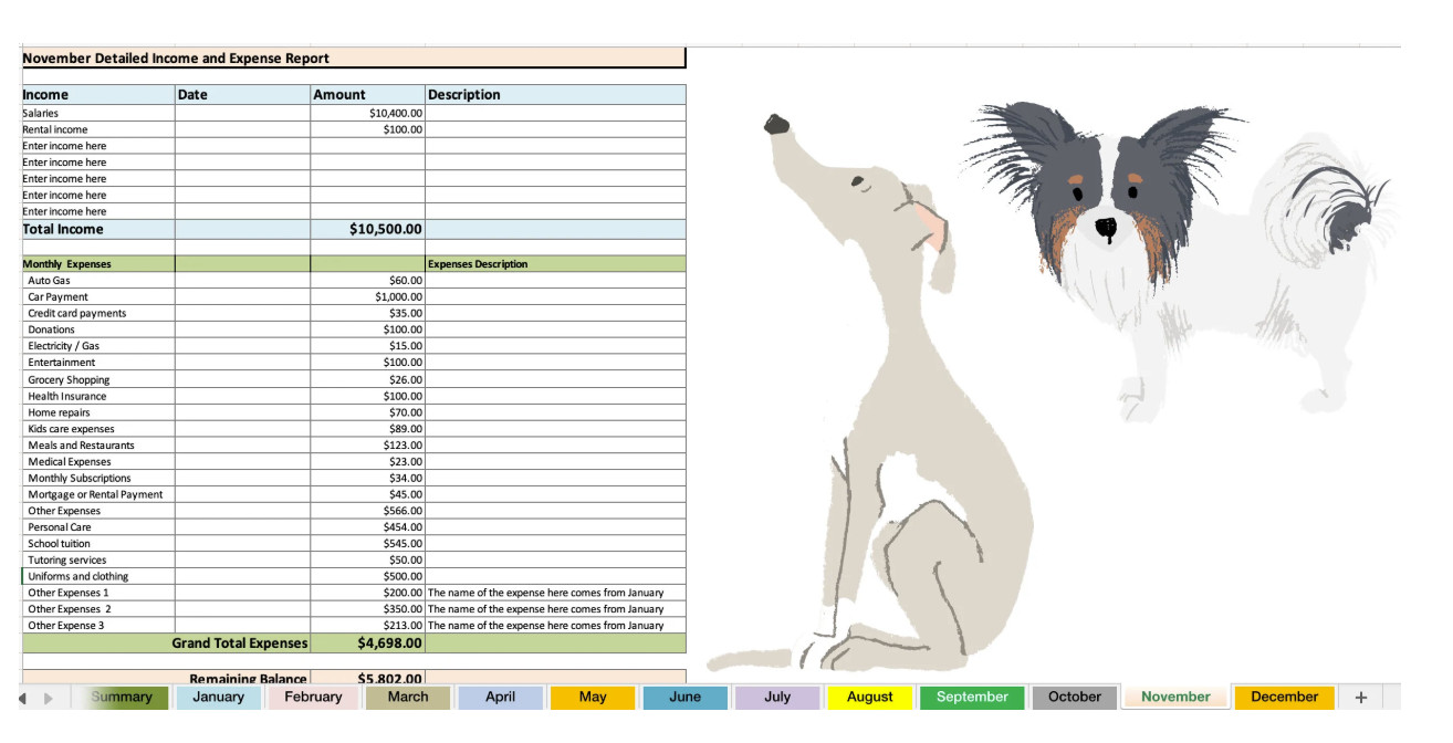Dave Ramsey-Inspired Yearly Budget | Dog Theme | Digital Download