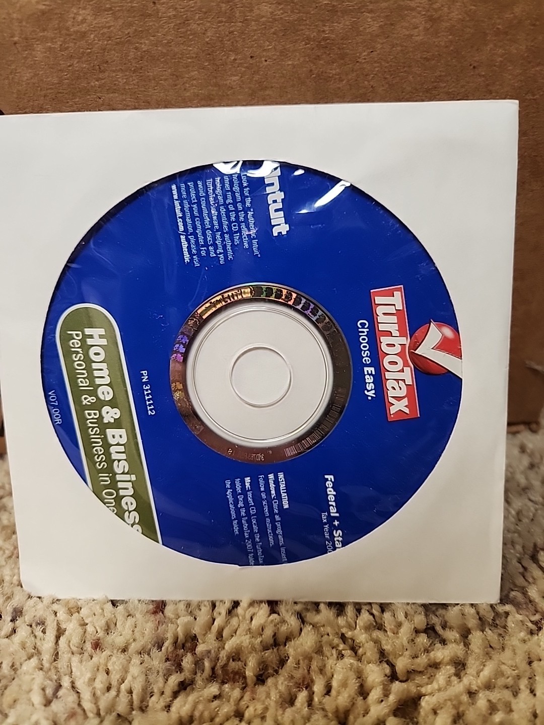 2007 Turbotax Home & Business Federal + State for Windows & Mac