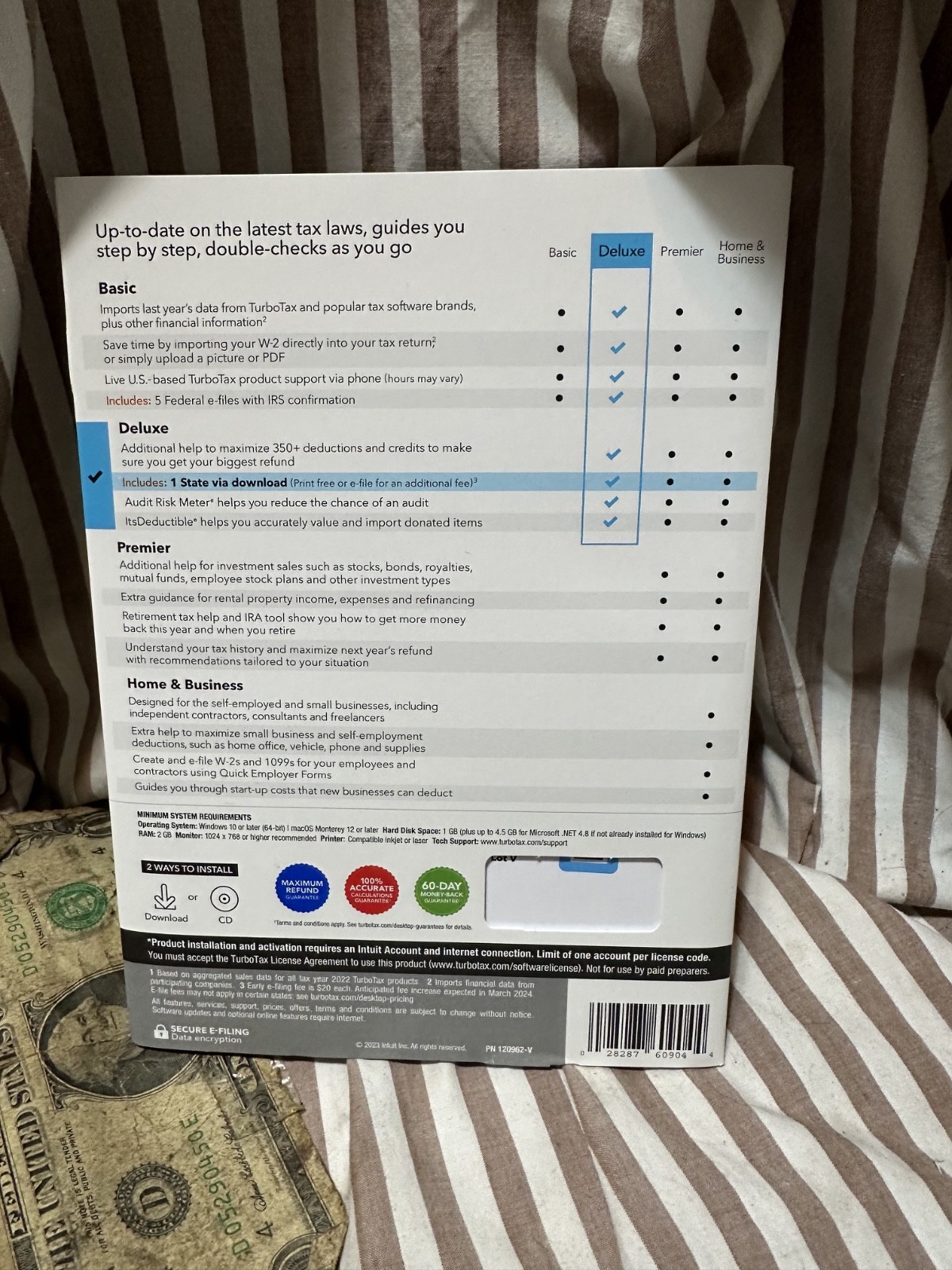 Intuit TurboTax Deluxe 2023 Federal w State Physical CD w license PC/MAC SEALED