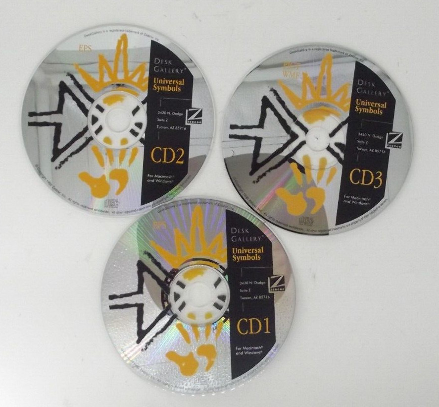 Zedcor Desk Gallery Universal Symbols Clip Art Stock 3 CD-ROM 1994 Mac Windows