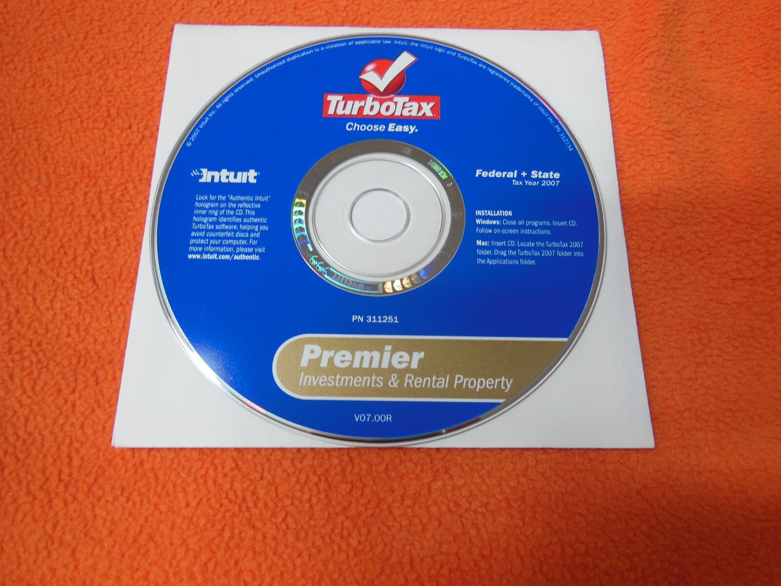 Intuit TurboTax Deluxe/Premier 2007 2008, 2010 – LOT of 3 discs