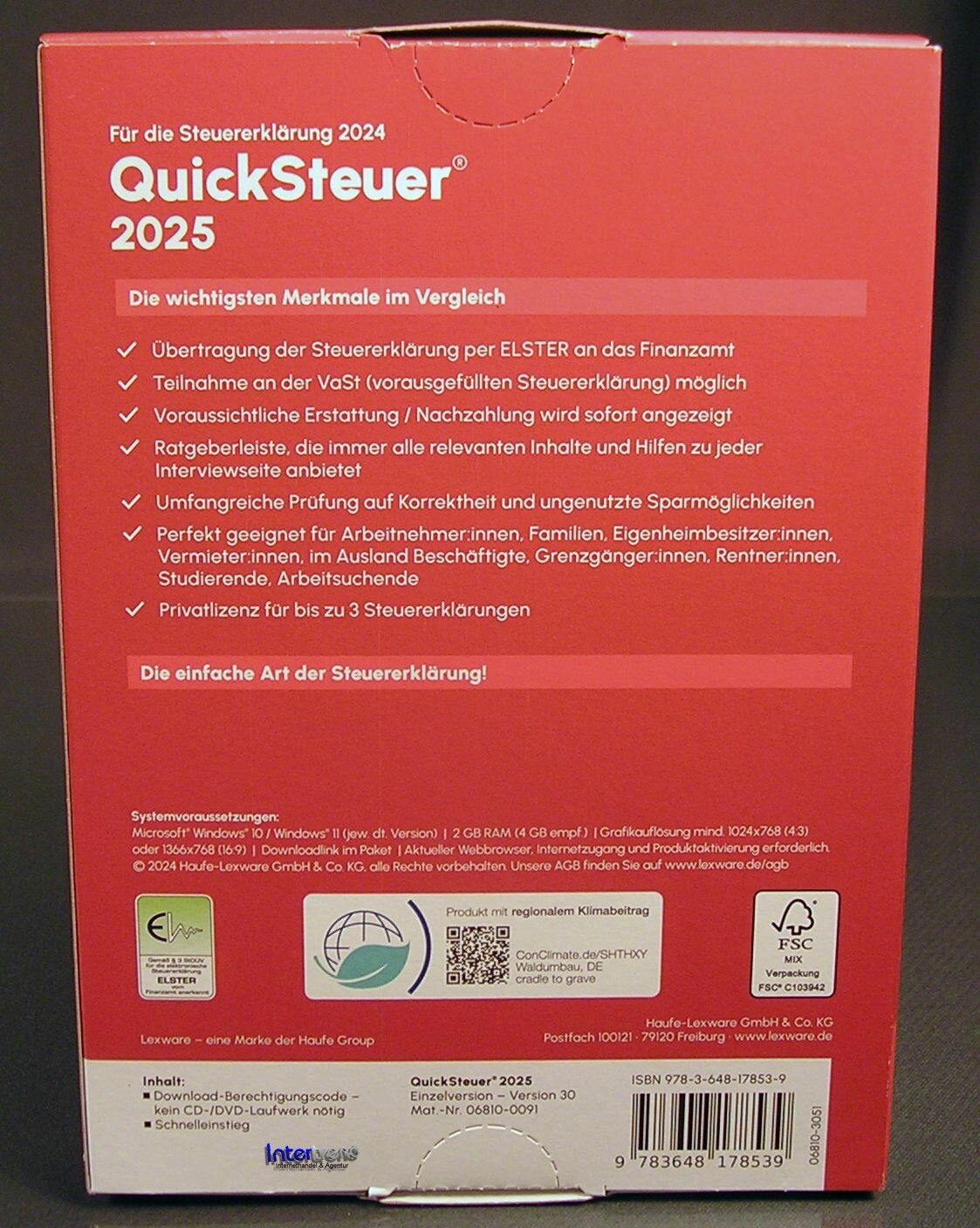 Lexware QuickSteuer 2025 Box (Tax Year 2024) for 3 Tax Returns Original Packaging NEW