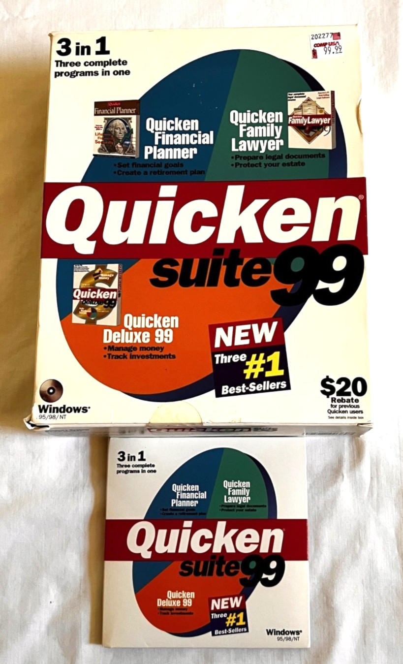 Quicken Suite 99 For Windows 95 / 98 / NT w/Family Lawyer & Financial Planner