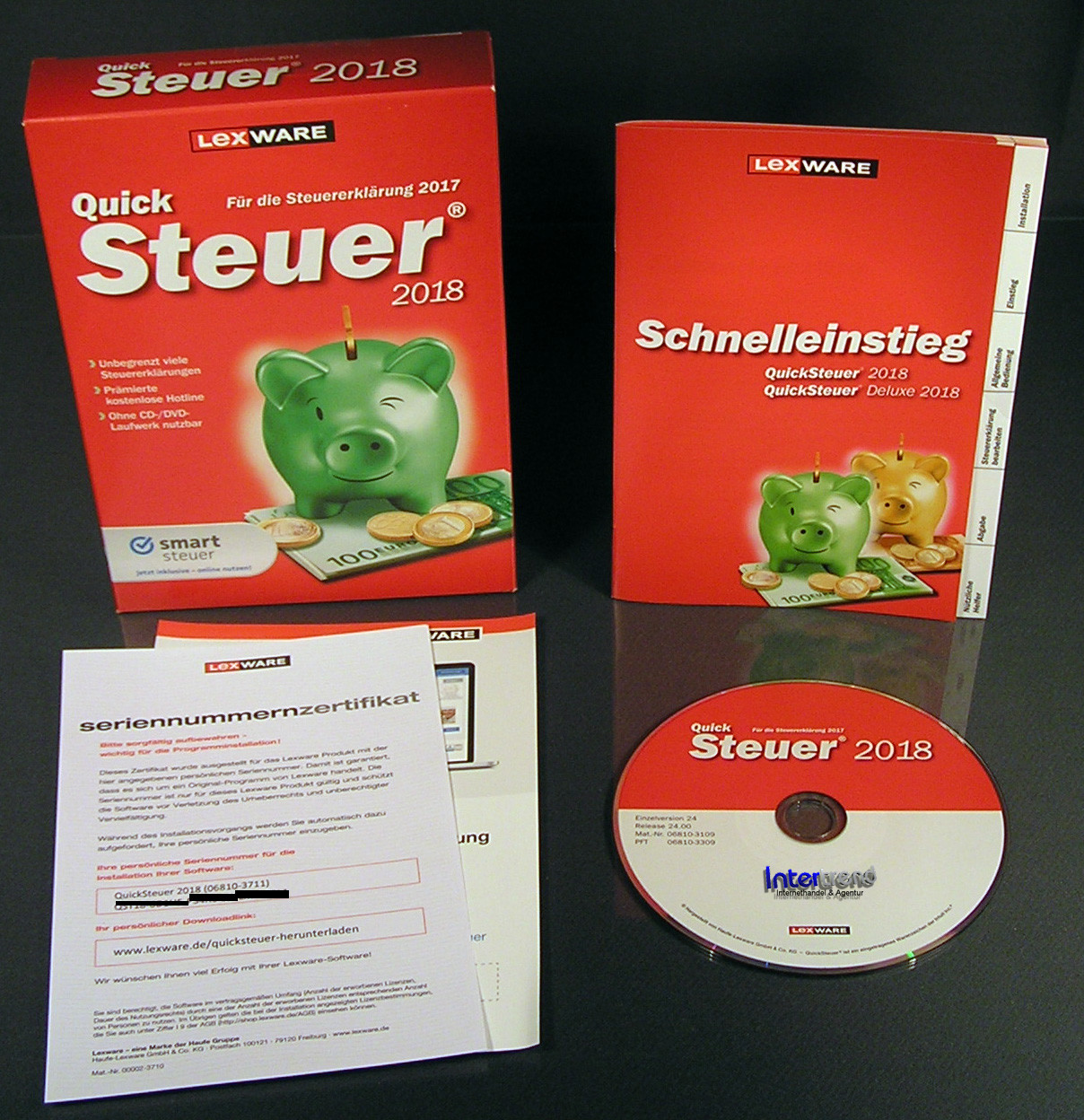 Lexware QuickSteuer 2018 Vollversion Box, CD, Handbuch (PDF) Steuerjahr 2017 NEU