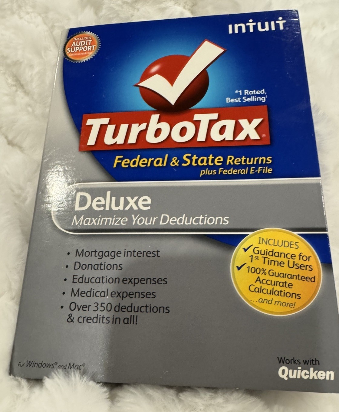 Brand New Turbo Tax Deluxe Federal & State Returns + Fed eFile CD fPC Mac Sealed