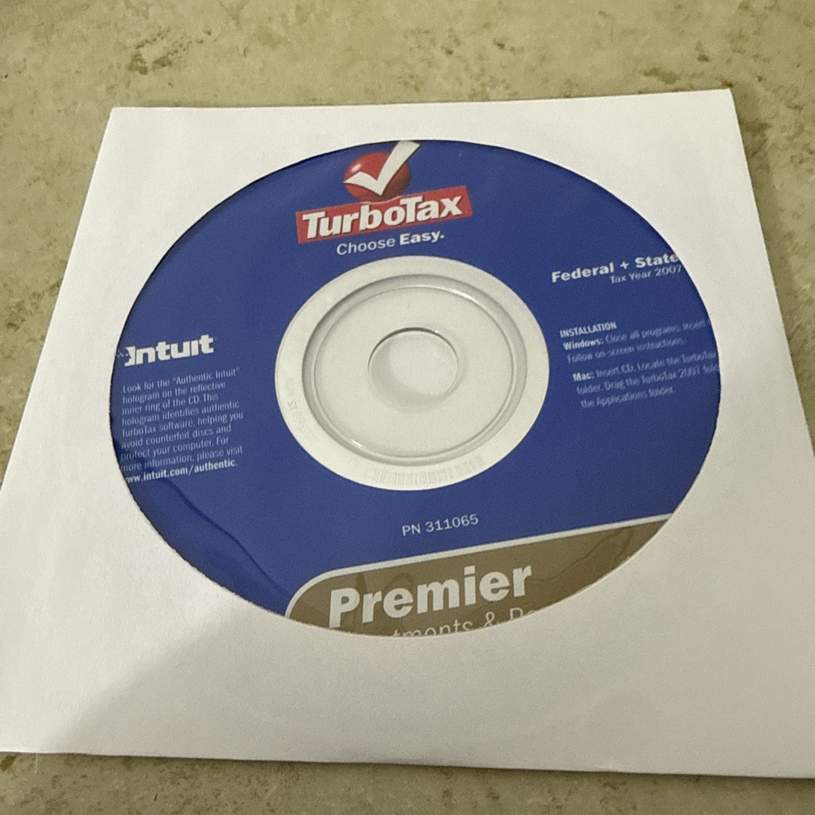 TURBOTAX 2007 PREMIER Investments & Rental Property