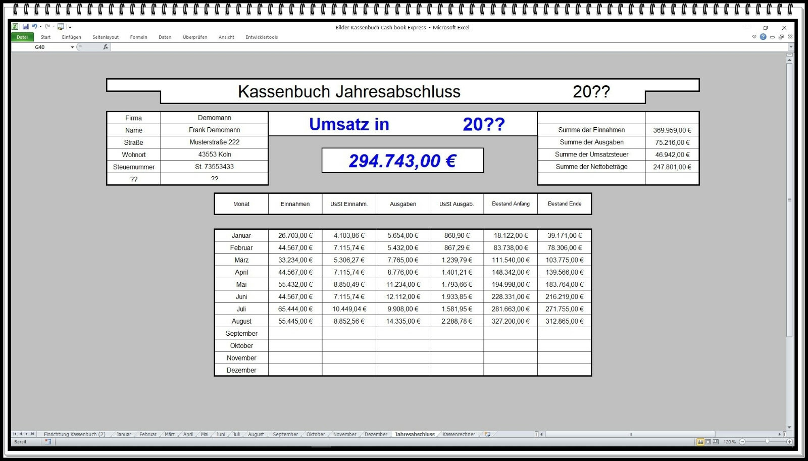 Cash book cash book clear easy operation income expenses Excel