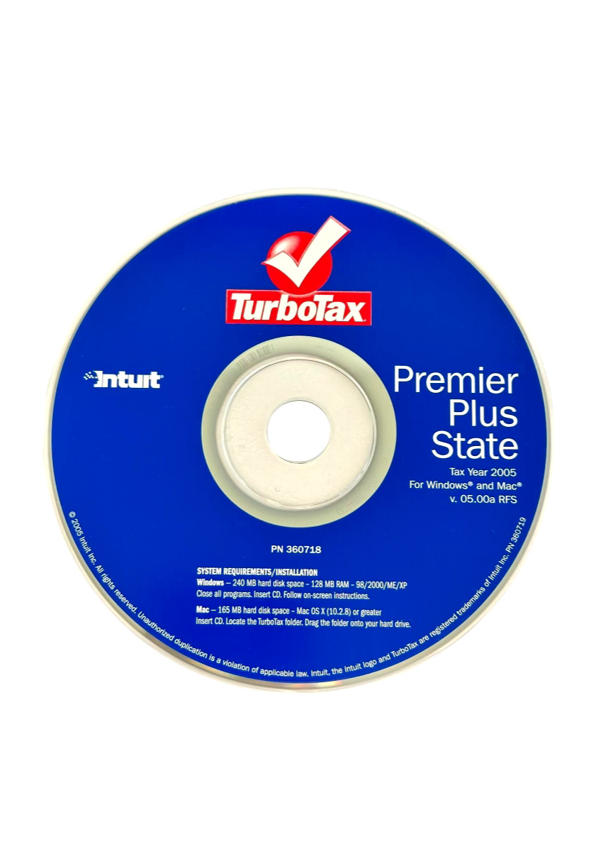 Intuit TurboTax Premiere Plus State Tax Year 2005 WINDOWS & MAC