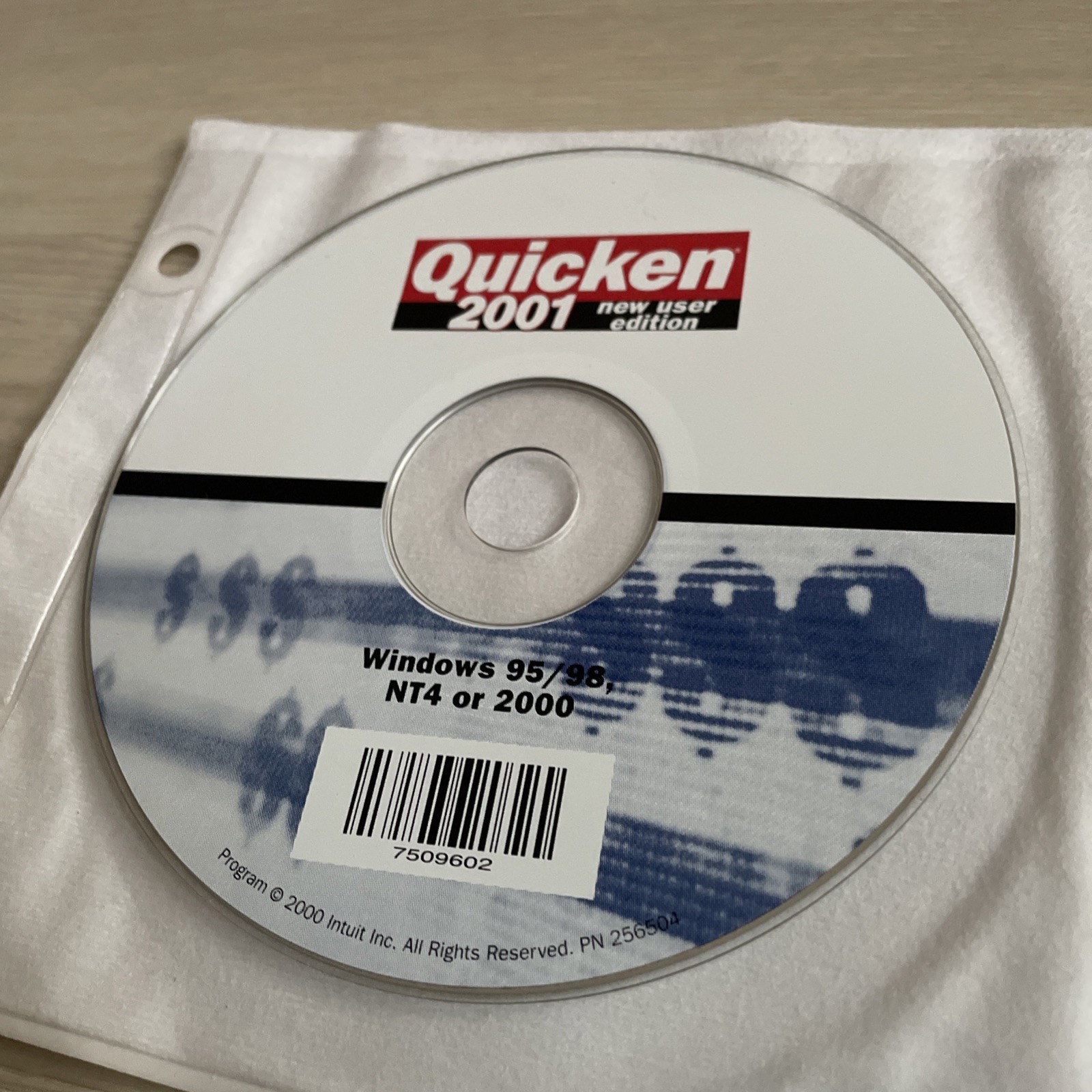 Vintage Quicken 2001 New User Edition Software Disc ONLY NO KEY Sealed New