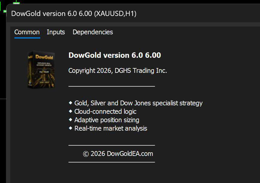 v6.0 DowGold EA Metatrader MT5 Gold Index Silver Robot MQL5 Expert Advisor
