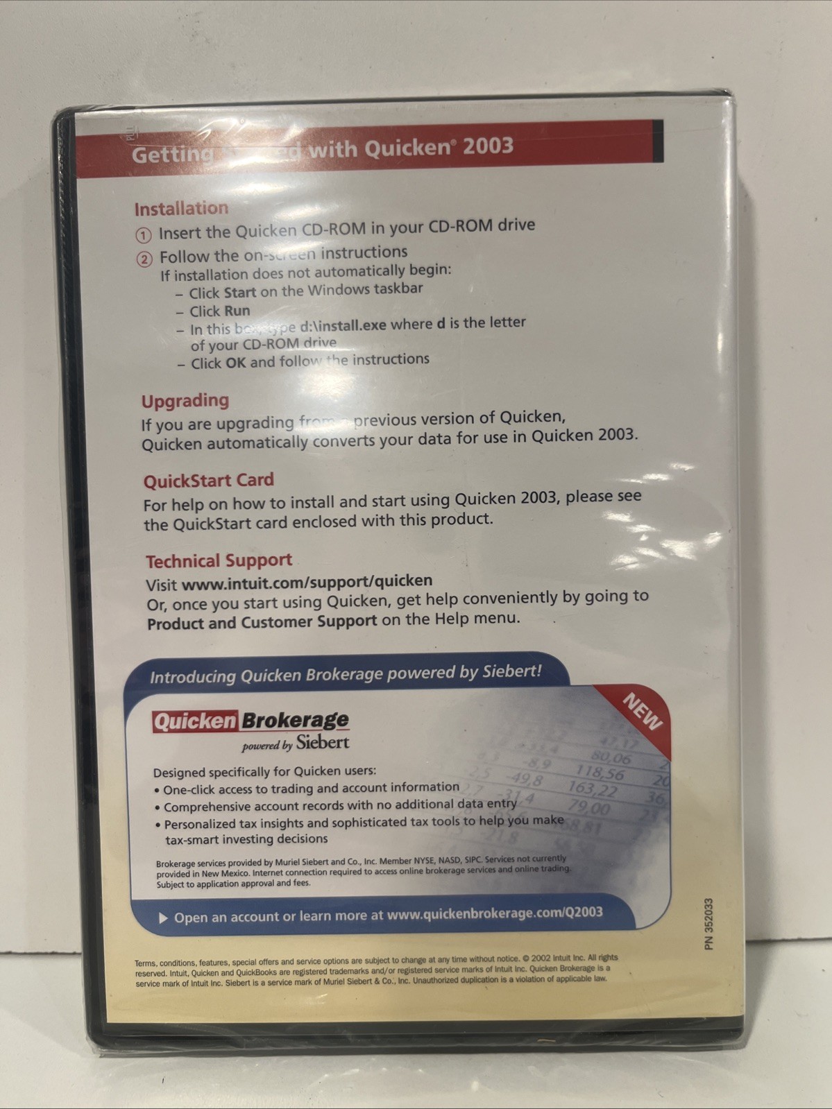 Quicken 2003 basic intuit Windows 95 98 2000 ME/Xp New