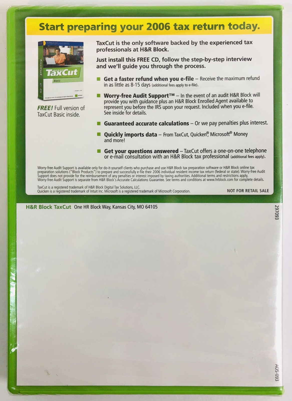 2006 H&R Block TaxCut Basic Software – BRAND NEW & FACTORY SEALED!