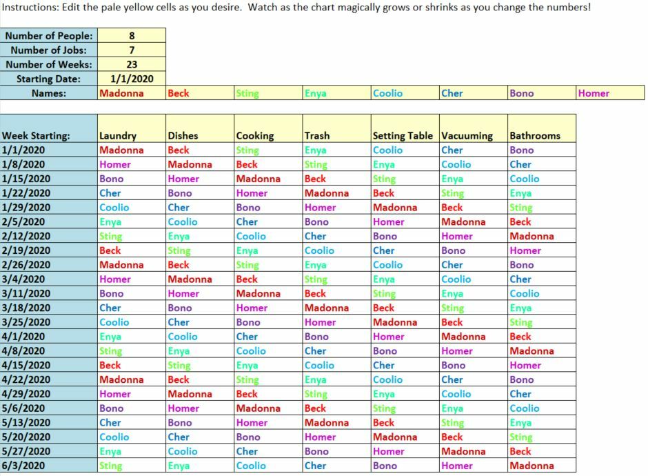 Monthly/Weekly/Daily Job Rotation Excel Template