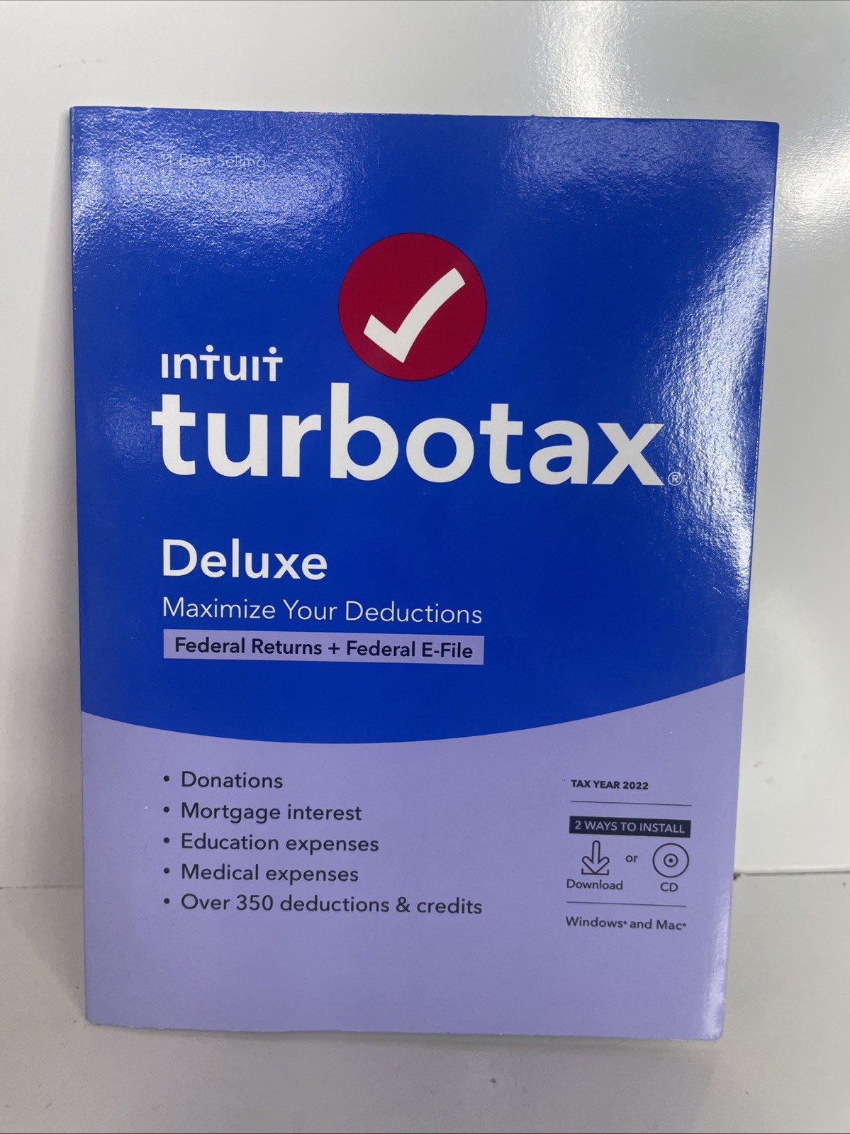 NEW Turbotax Deluxe 2022 Federal Return E-File NO STATE CD Physical Disc WIN MAC