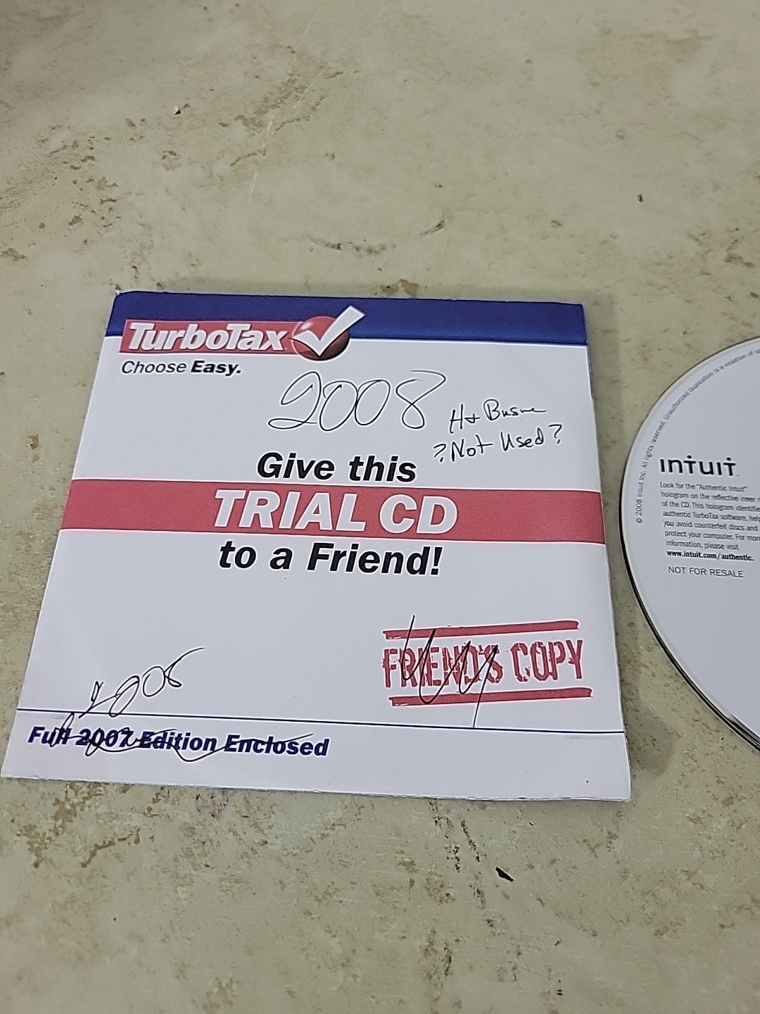 2008 TurboTax Home & Business Federal Turbo Tax CD