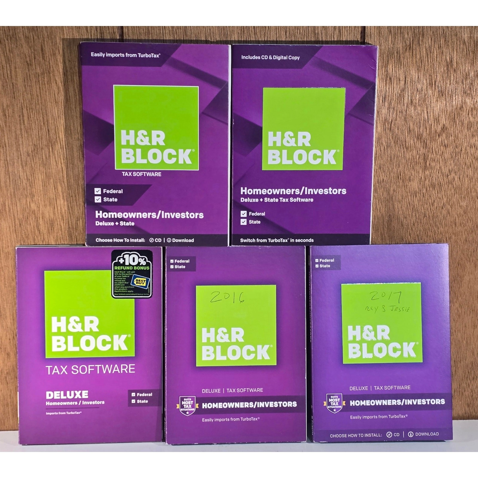 H&R Block Tax Software CD Lot 30+ Deluxe TaxCut Homeowners Investors 1999-2019