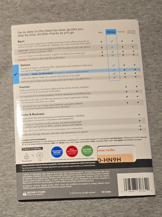 TurboTax Deluxe Tax Year 2022
