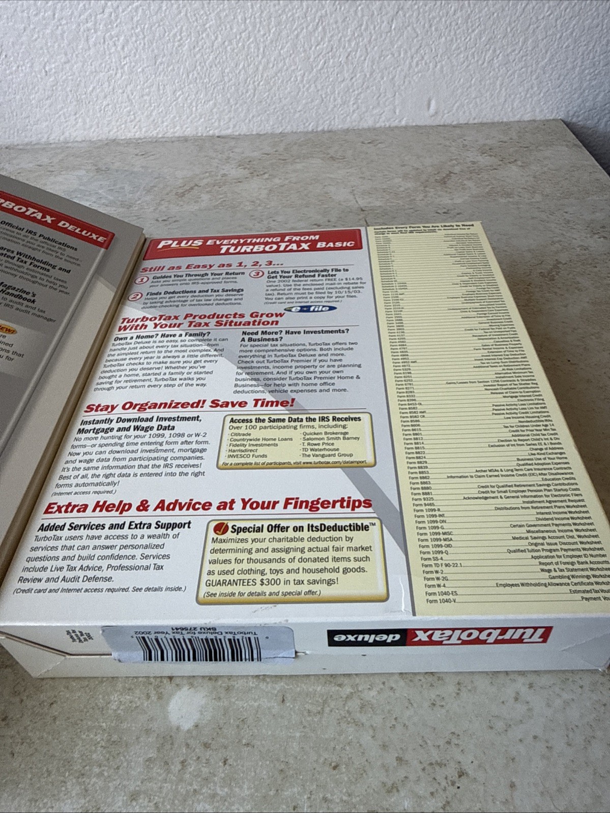 TurboTax Deluxe 2002 Tax Preparation Software CD For Windows PC English Standard