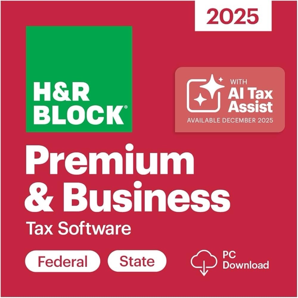 2025 H&R Block Tax Software Premium & Business Edition [Key Card] PC/MAC