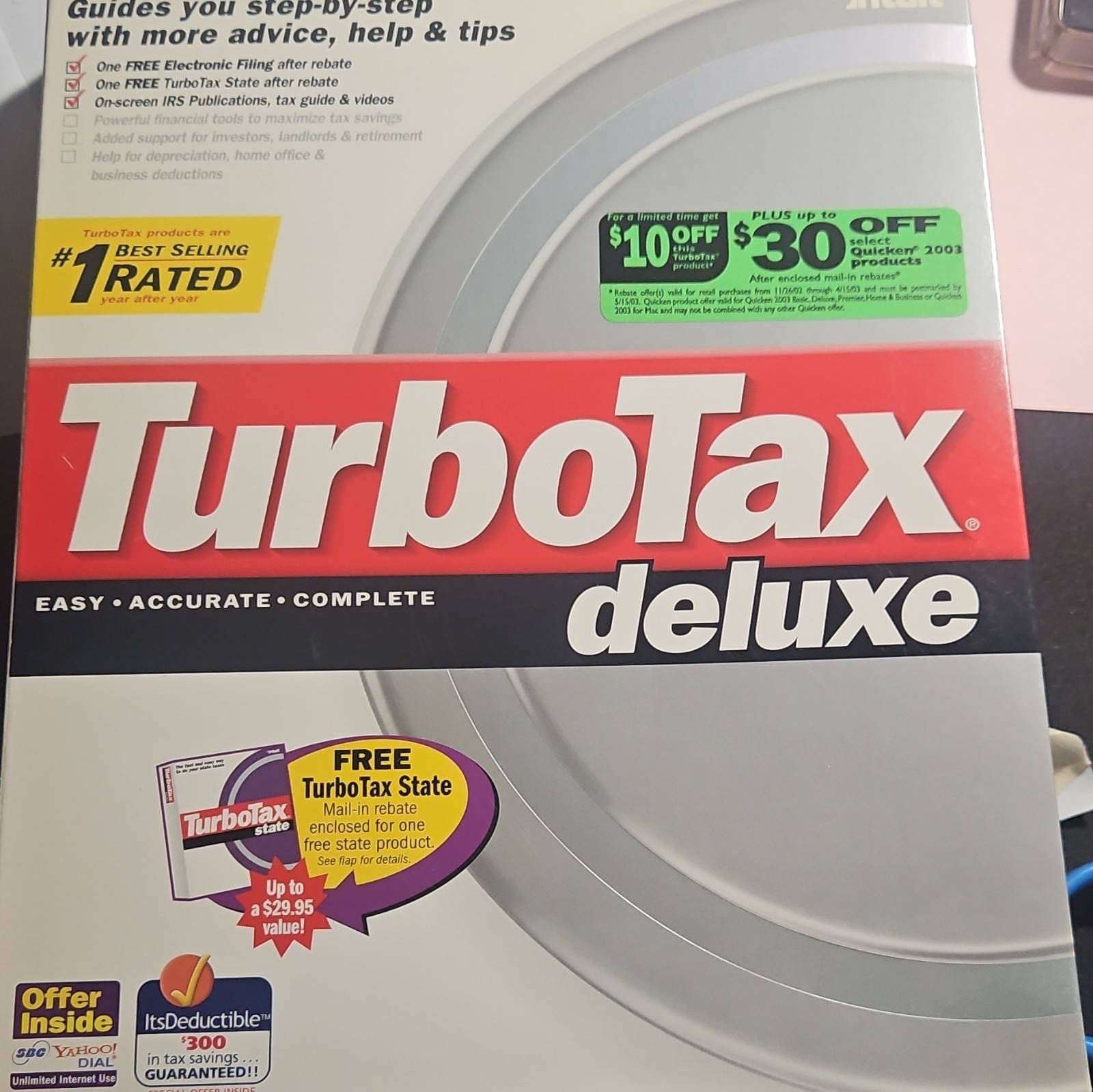 TurboTax Deluxe 2003 Tax Preparation Software CD For Windows PC English Standard