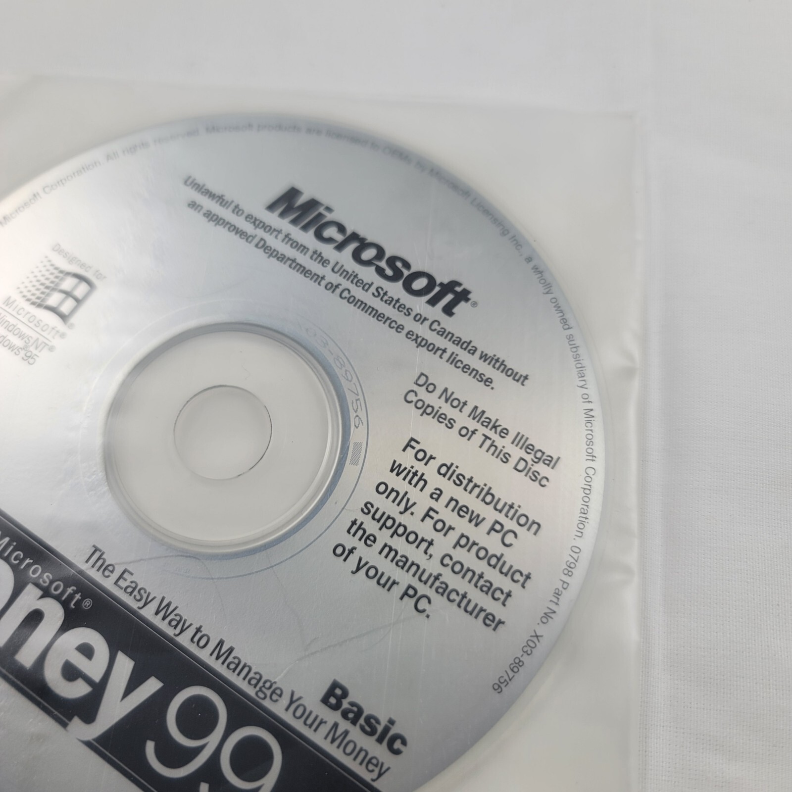 Microsoft Money 99 Basic Software PC Windows NT & Windows 95 DISC ONLY