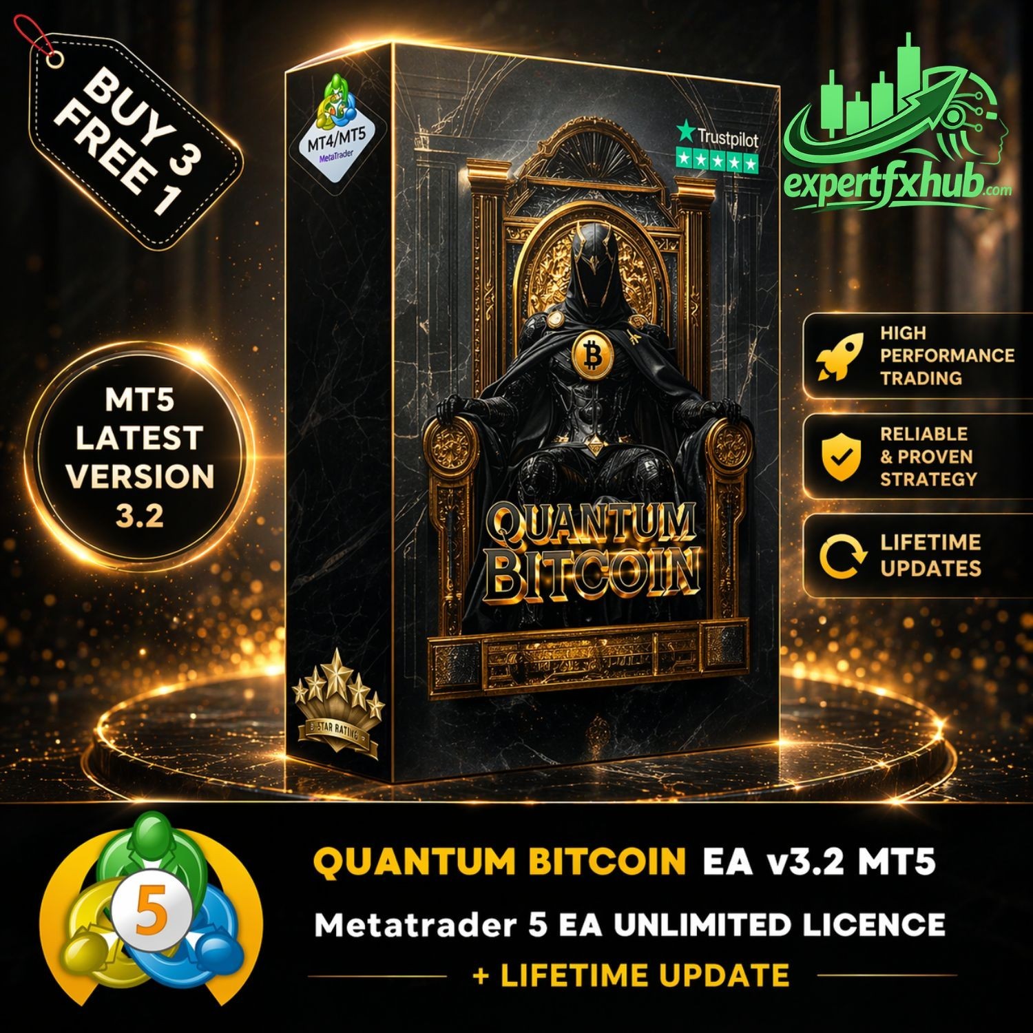 v3.2 Quantum BTC EA Metatrader MT5 Crypto Trading Robot prop firm ready