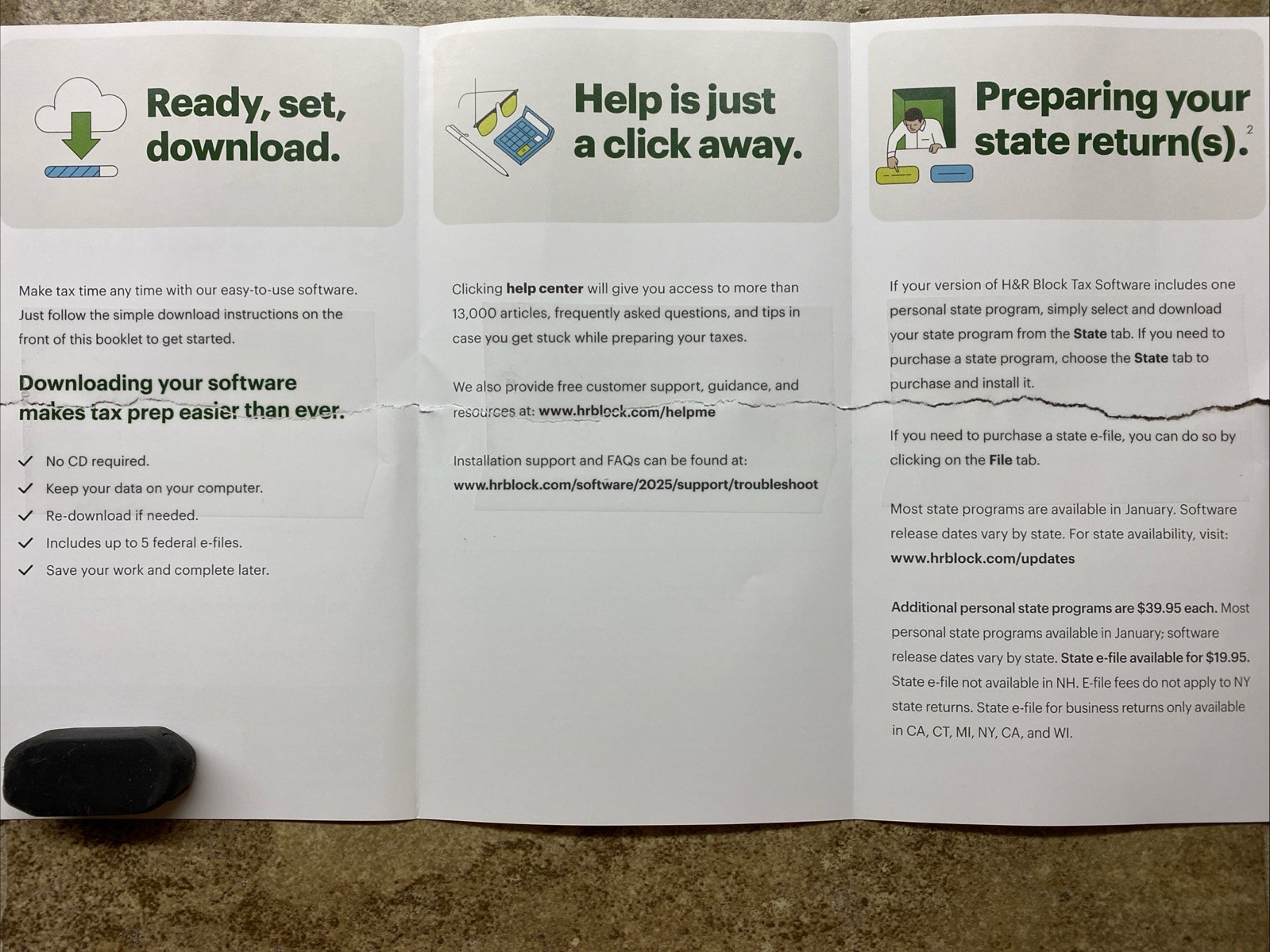 H&R Block Tax Software Basic 2025 PC/Mac [Product Key Card]