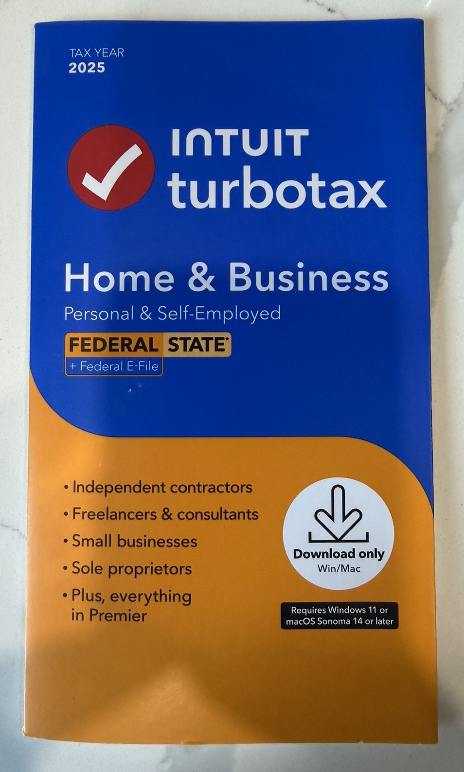 2025 TurboTax Home & Business Tax Federal/State, Physical key card New WIN / MAC