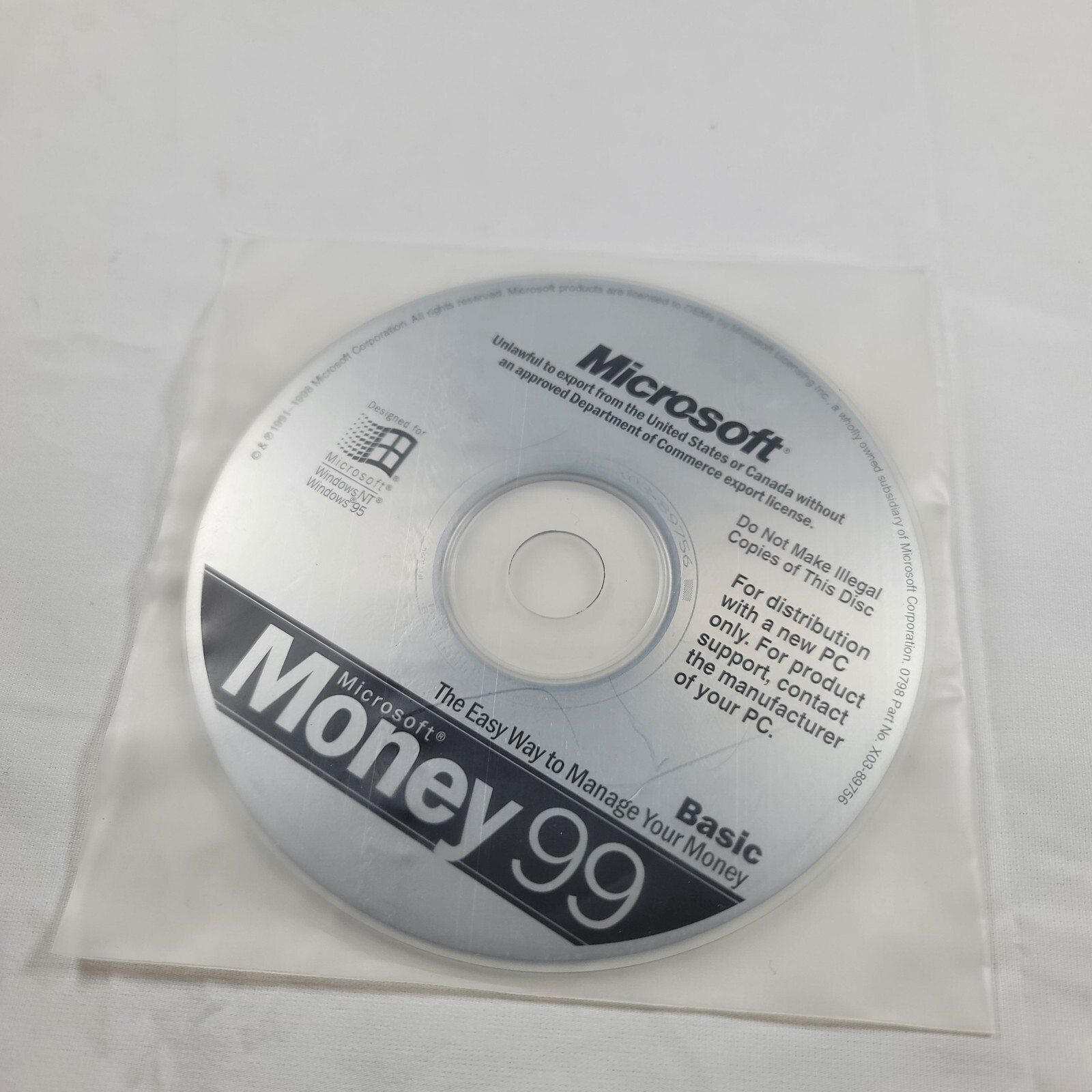 Microsoft Money 99 Basic Software PC Windows NT & Windows 95 DISC ONLY